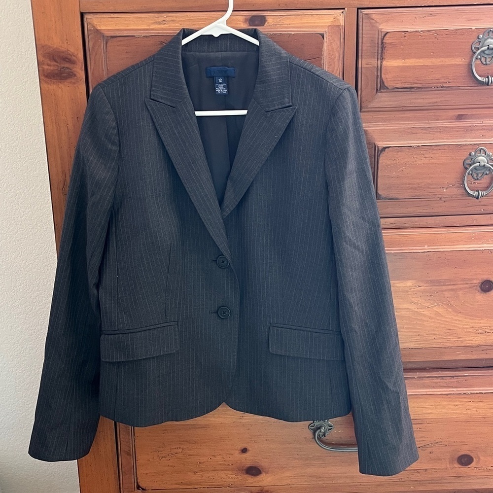 J. Crew Classic Blazer in Gray Striped NWOT Size 12 NWOT